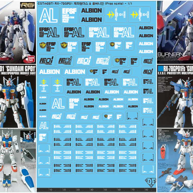 [EZ DECAL] CSTM97 [1] RX-GP01 ZEPHYRANTHES & FB [ MG /HG FREE SCALE] 1/ ...