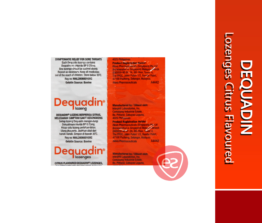 DEQUADIN LOZENGES CITRUS FLAVOURED ( STRIP OF 6 X 4S ) | Shopee Malaysia