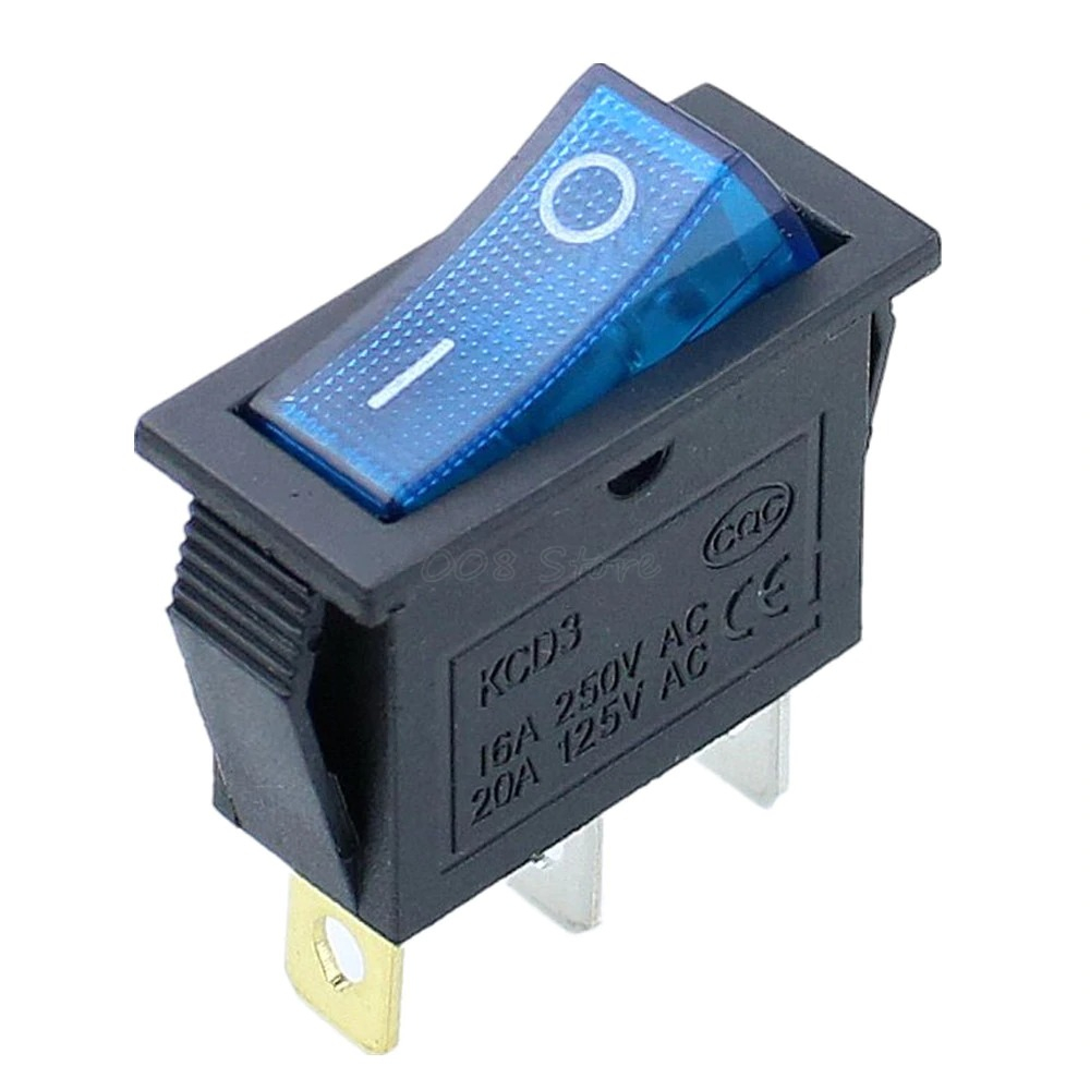 KCD3 Switch 16A 250V Small On/Off 3Pin Rectangle Long Rocker Power ...
