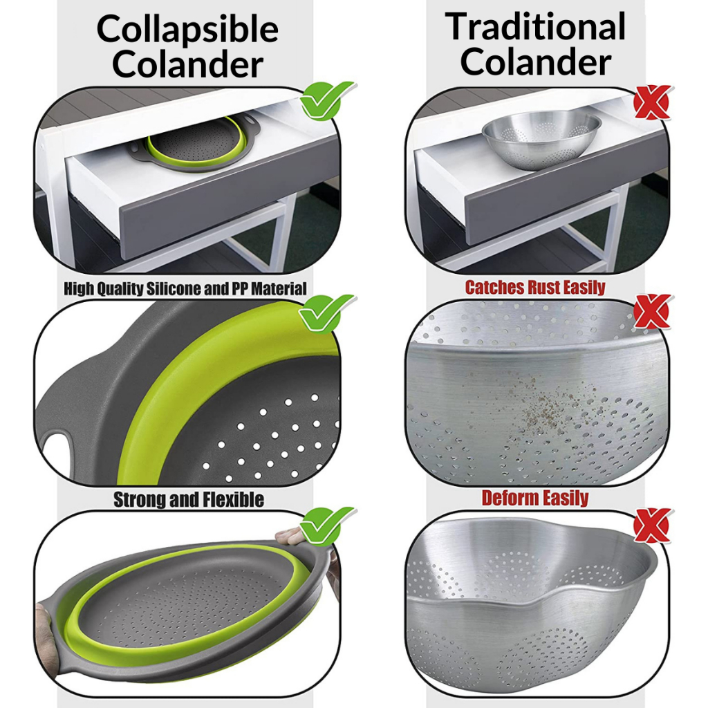 C&C Foldable Strainer Basket Collapsible Colanders Foldable Strainer ...