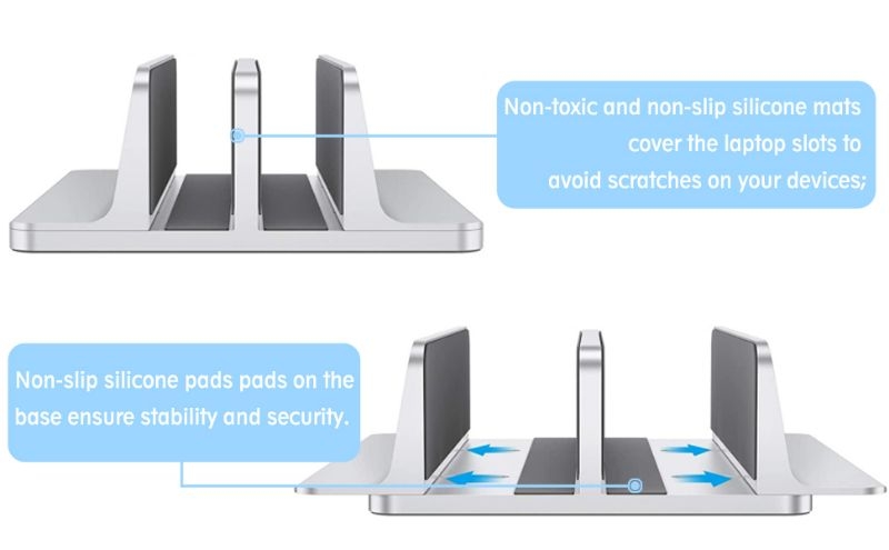 Desk Organizer Aluminium Double Slot Vertical Laptop Stand Desktop ...