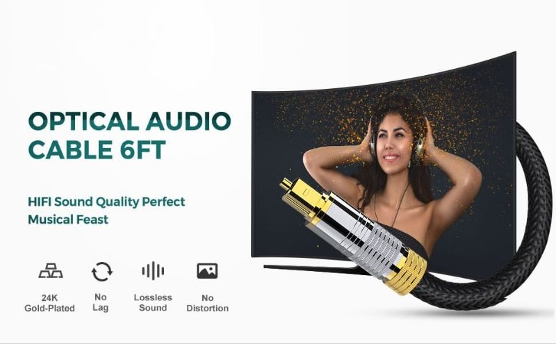 SoundWay 24K Gold Plated Digital Optical Audio Cable,Toslink SPdif ...