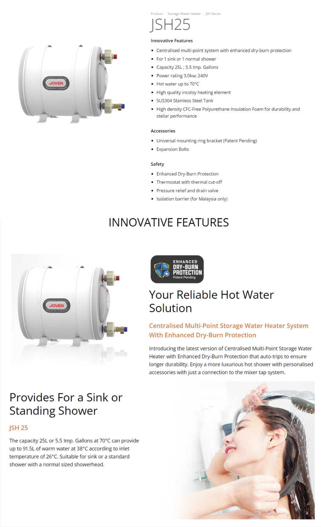 Joven Storage Water Heater (25L/35L/50L/68L/91L) Horizontal Tank Water  Heater JSH25 / JSH35 / JSH50 / JSH68 / JSH91 | Shopee Malaysia