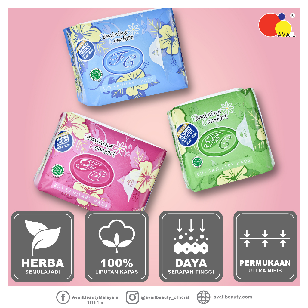 Avail FC BIO Sanitary Pad Panty Liner(15.5CM)TUALA WANITAPAD HERBAL