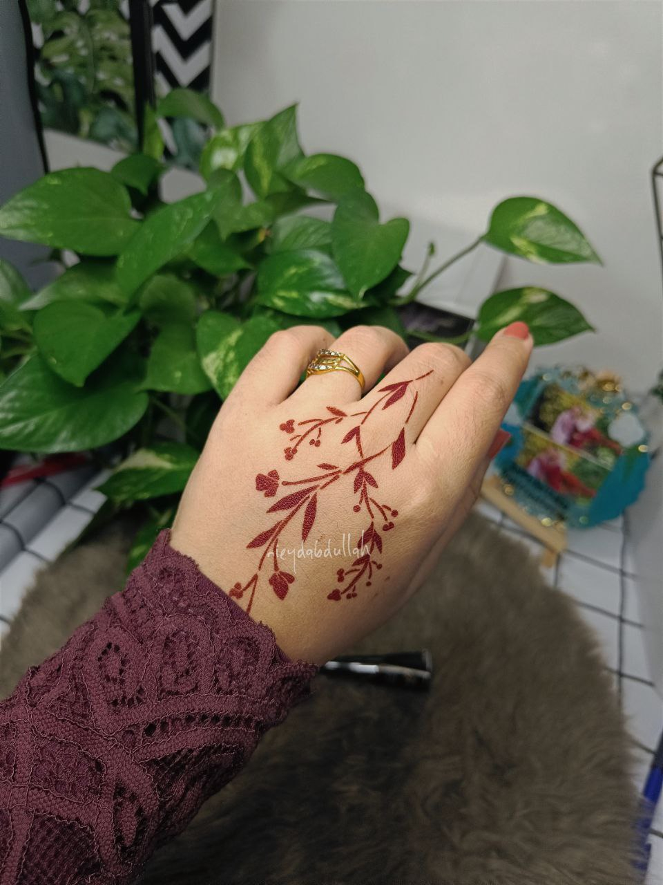 Stiker Inai Tekap Corak Minimalis Sepasang Tangan Untuk Nikah Pengantin ...