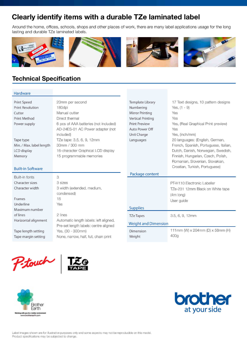 Brother PT-H110 P-Touch Portable Label Maker Handheld Labelling Machine ...
