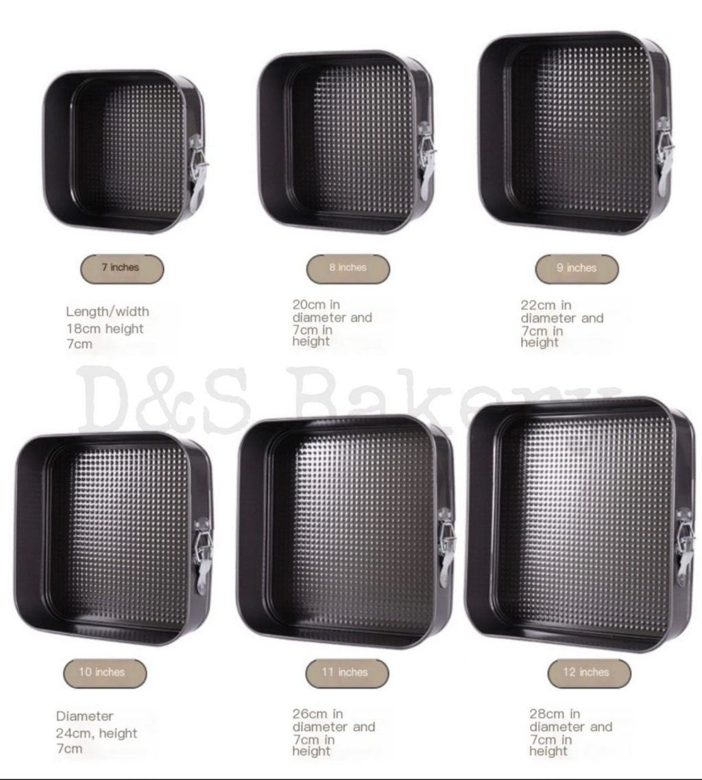 🇲🇾 D&S 7/8/9 inches Non-stick Square Baking Pan Mould Removable Bottom ...