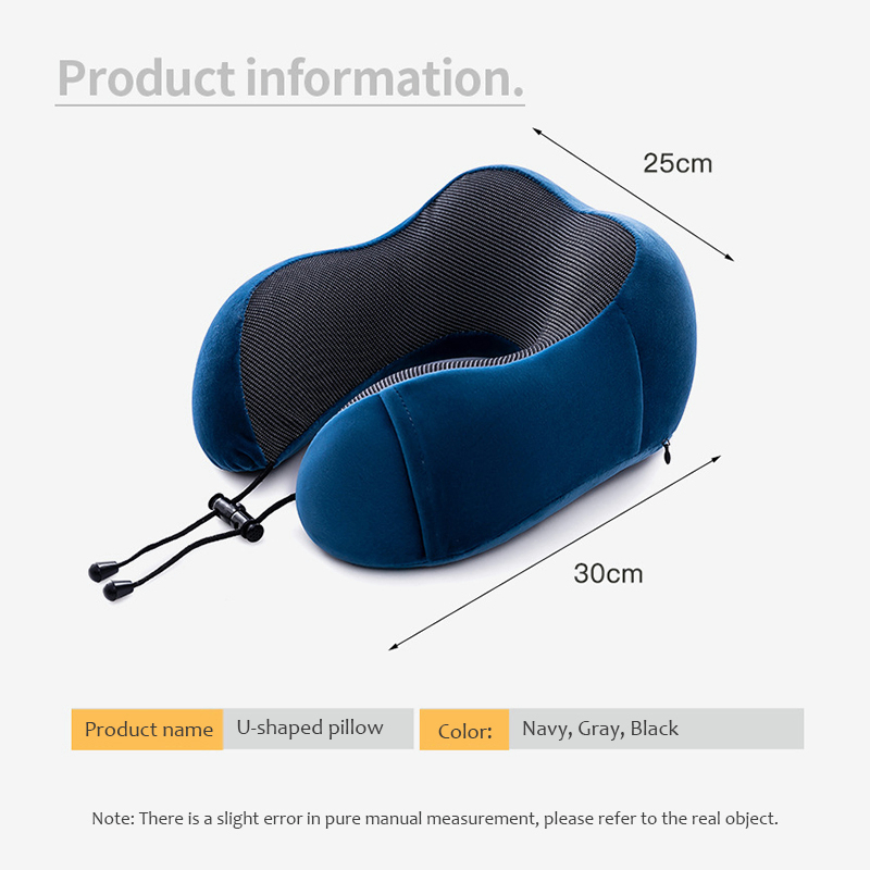 Portable Memory Foam Neck Pillow Travel U-Shape Pillow Bantal Leher Car ...