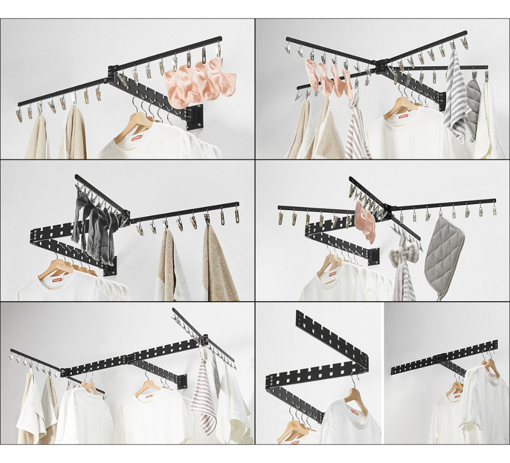 (M-Series) Balcony Wall Mounted Retractable Foldable Clothes Drying ...