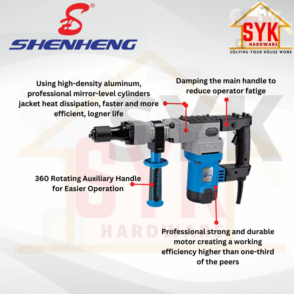 SYK ShenHeng SHG0855 Machine Demolition Hammer Power Tools Mesin Hacker ...