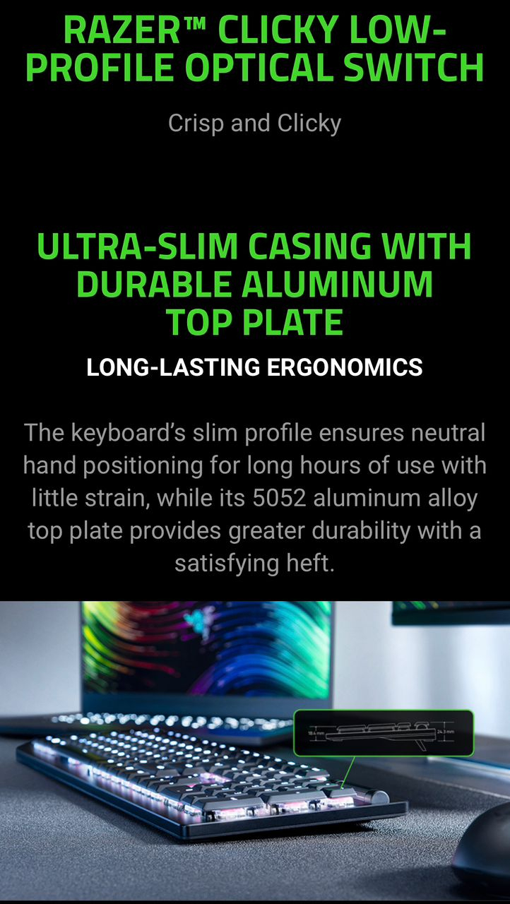 Razer DeathStalker V2 Gaming Keyboard | Multi Function Roller & Media ...