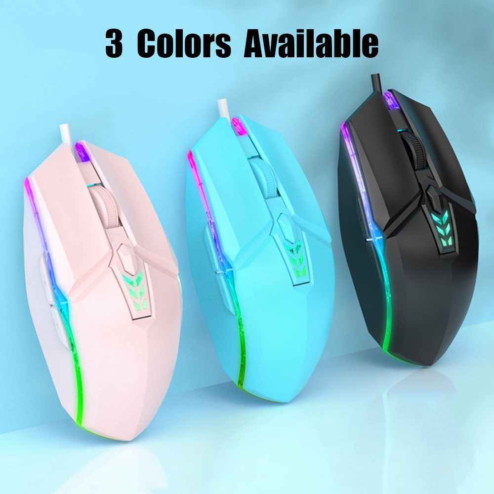 USB Wired Muose LED light Backlight Gaming Mouse Pink 3200DPI Silent ...