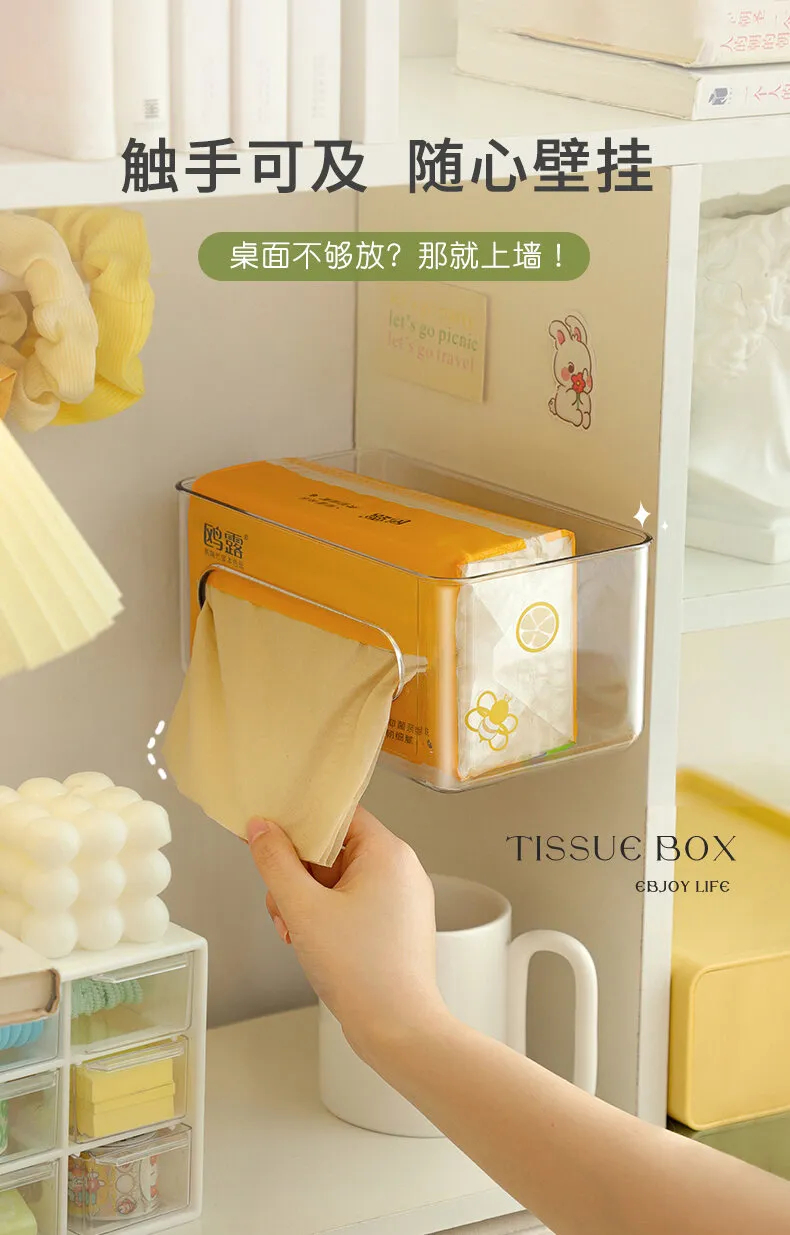 Tissue Box Wall Mount Large Capacity Transparent Mask Storage Box ...