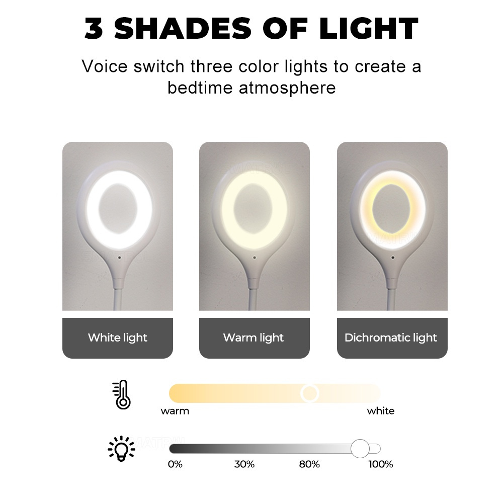 Zolele VL1 Smart Voice Control Light Portable USB Night Light Sound ...