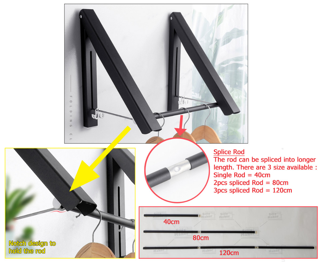 (Angle Shape) Aluminium Balcony Wall Mounted Foldable Clothes Drying ...