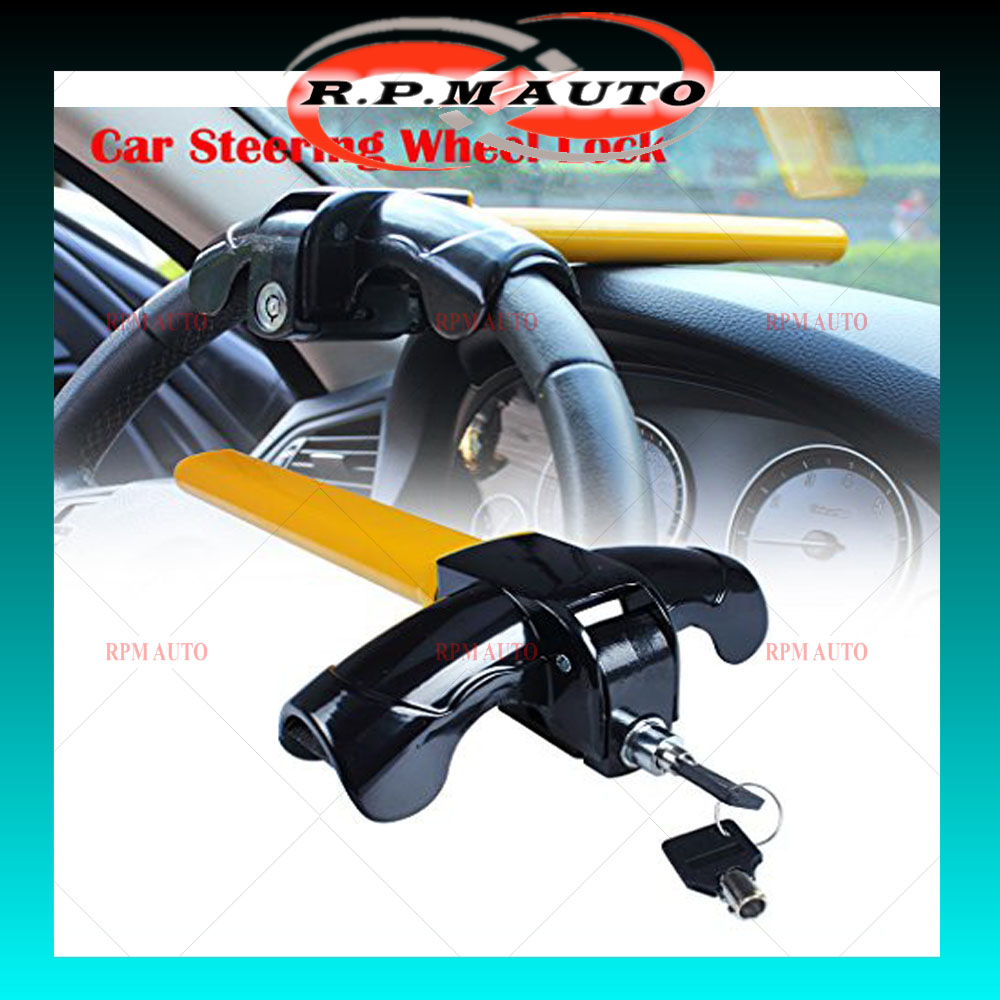 Anti theft Car Lock + 2 Keys Steering Lock Universal Car Vehicle Steel ...