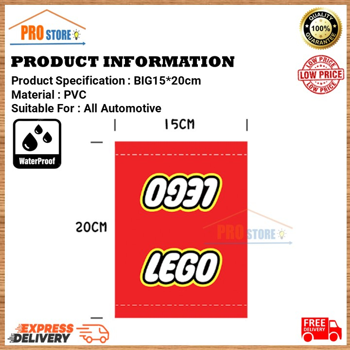 Waterproof Lego Car sticker Car wash Label Trunk Door Tailgate Sticker ...