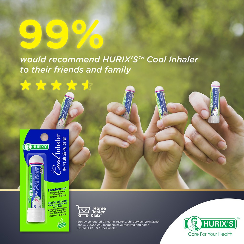 Hurix's Cool Inhaler (Relieves Nasal Congestion) 2mL | Shopee Malaysia
