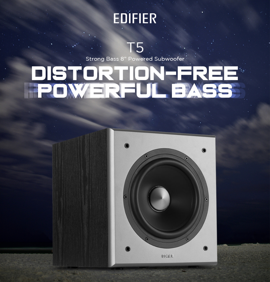 Edifier T5 Active Subwoofer 8" Woofer Driver 70W RMS Wooden Enclosure Auto Standby Mode