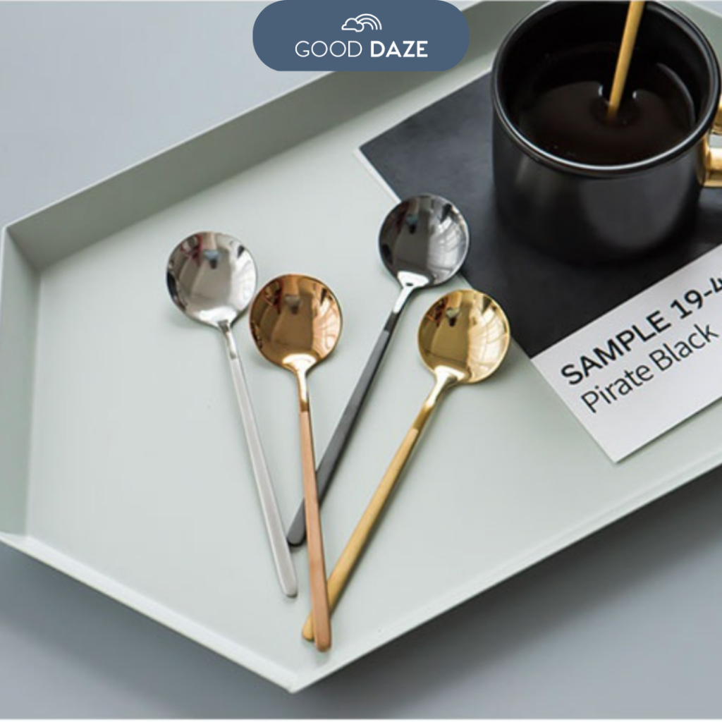 【GOOD DAZE】Sturdy Stainless Steel Round Head Tea Spoon Gold Coffee ...