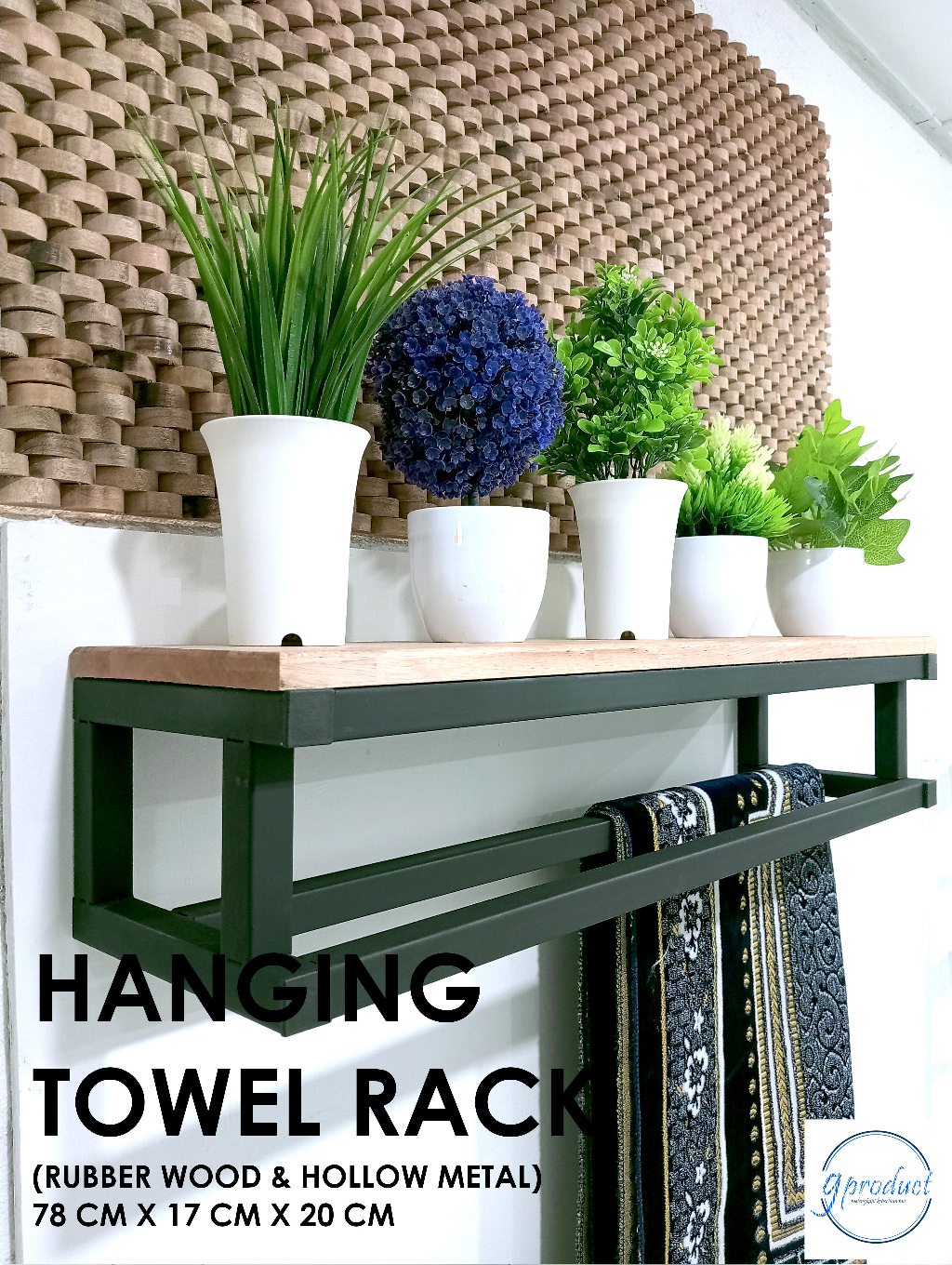WALLMOUNT TOWEL RACK | HANGING | RAK TUALA | METAL AND WOOD | BESI DAN ...
