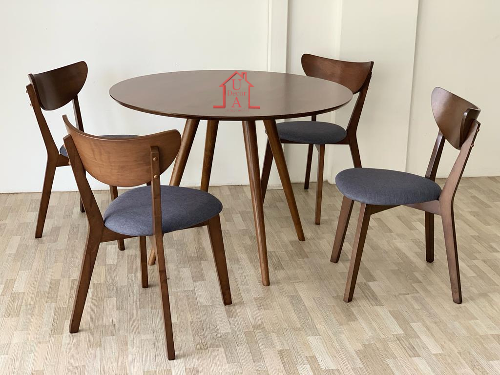 GF X2 Wooden round table dining set with 4 chairs / meja makan | Shopee ...