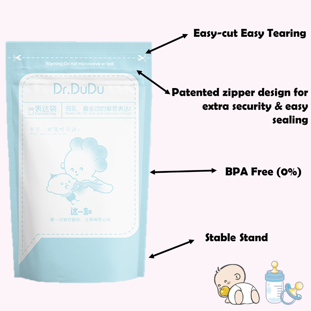 MEME 30pcs Breastmilk Storage Bag 120ml Double Lock Breast Milk Storage