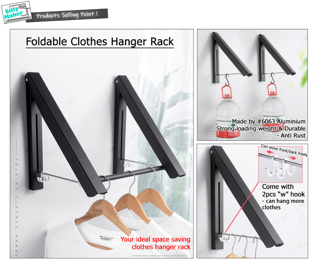 (Angle Shape) Aluminium Balcony Wall Mounted Foldable Clothes Drying ...