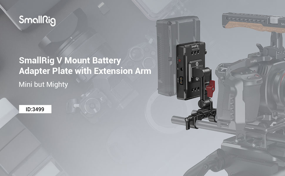 SMALLRIG V Mount Battery Plate Adapter with Extension Arm Dual 15mm Rod ...