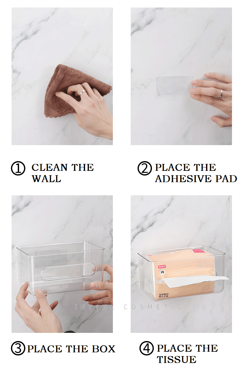 Tissue Box Wall Mount Large Capacity Transparent Mask Storage Box ...