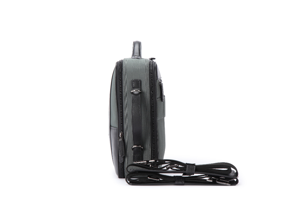 Charles Berkeley GRIFFIN Nylon Lightweight Laptop Bag Genuine Leather ...