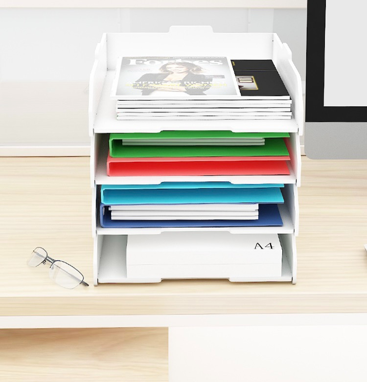 Desktop Rack Office File Holder Stationery Storage A4 Folder Holder Rak ...
