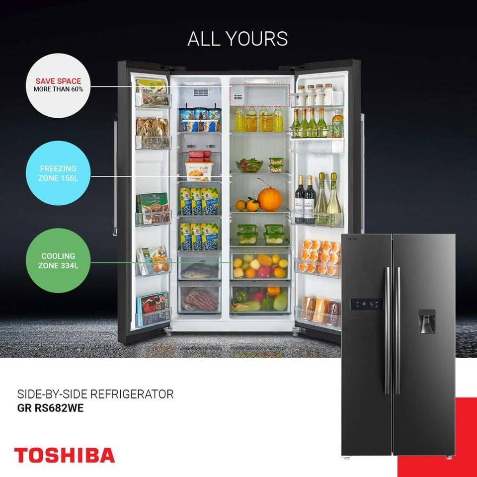 [FREE SHIPPING] Toshiba 591L Side By Side Dual Inverter Refrigerator ...