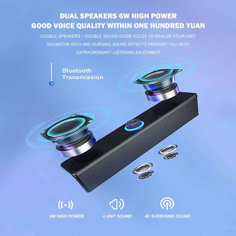 Mini Speaker Bluetooth PC Computer Desktop Soundbar Audio USB Laptop ...
