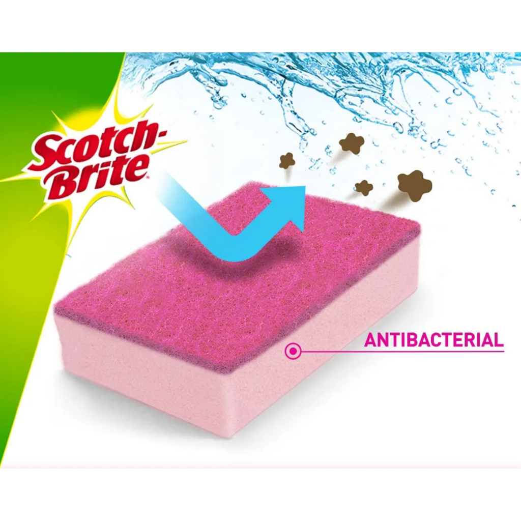 3M Scotch-Brite® Easy Clean Antibacterial Scrub Sponge - Scratch Free ...