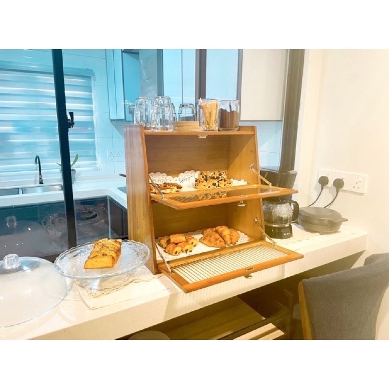 🇲🇾Ready Stock Muji Style Bamboo Kitchen Cabinet 50cm Almari Coffee ...