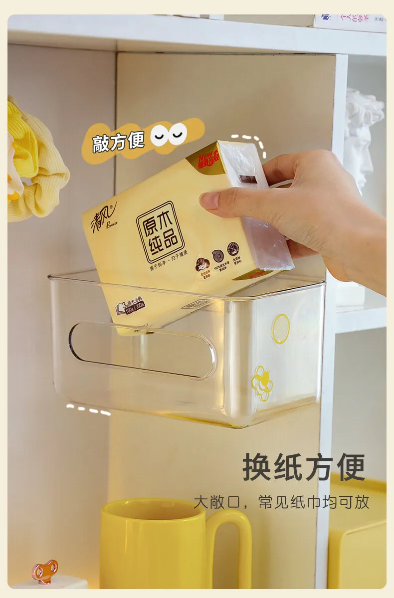 Tissue Box Wall Mount Large Capacity Transparent Mask Storage Box ...