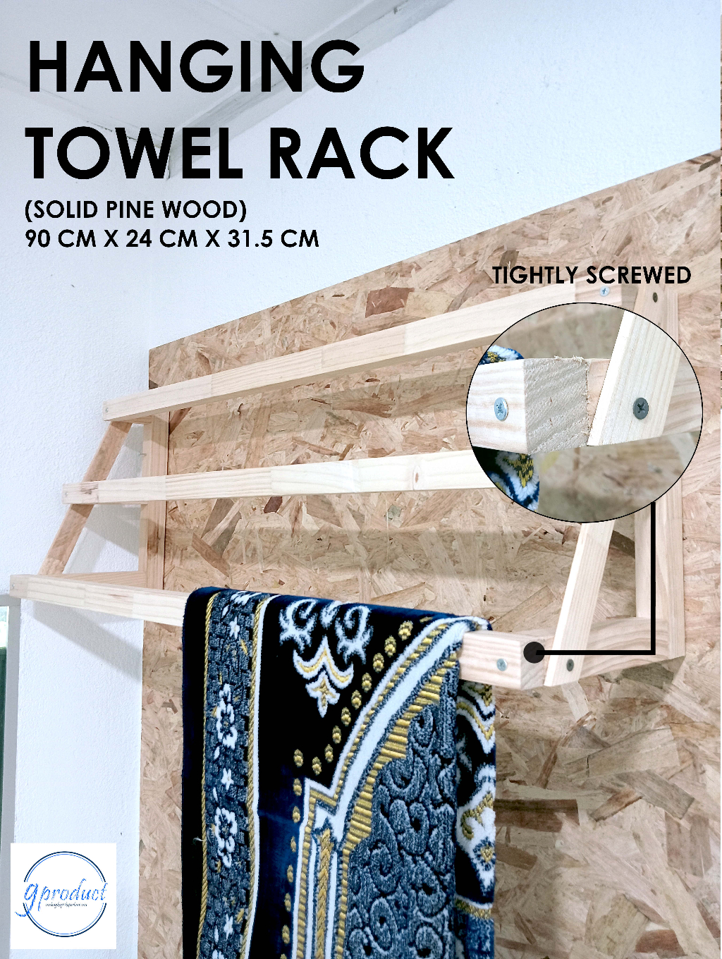WALLMOUNT TOWEL RACK | HANGING | RAK TUALA | METAL AND WOOD | BESI DAN ...
