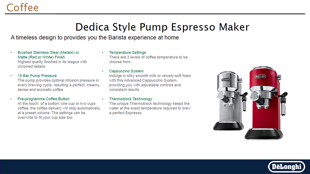 Delonghi Ec685 Dedica Style Pump Espresso Coffee Machine Double Cup