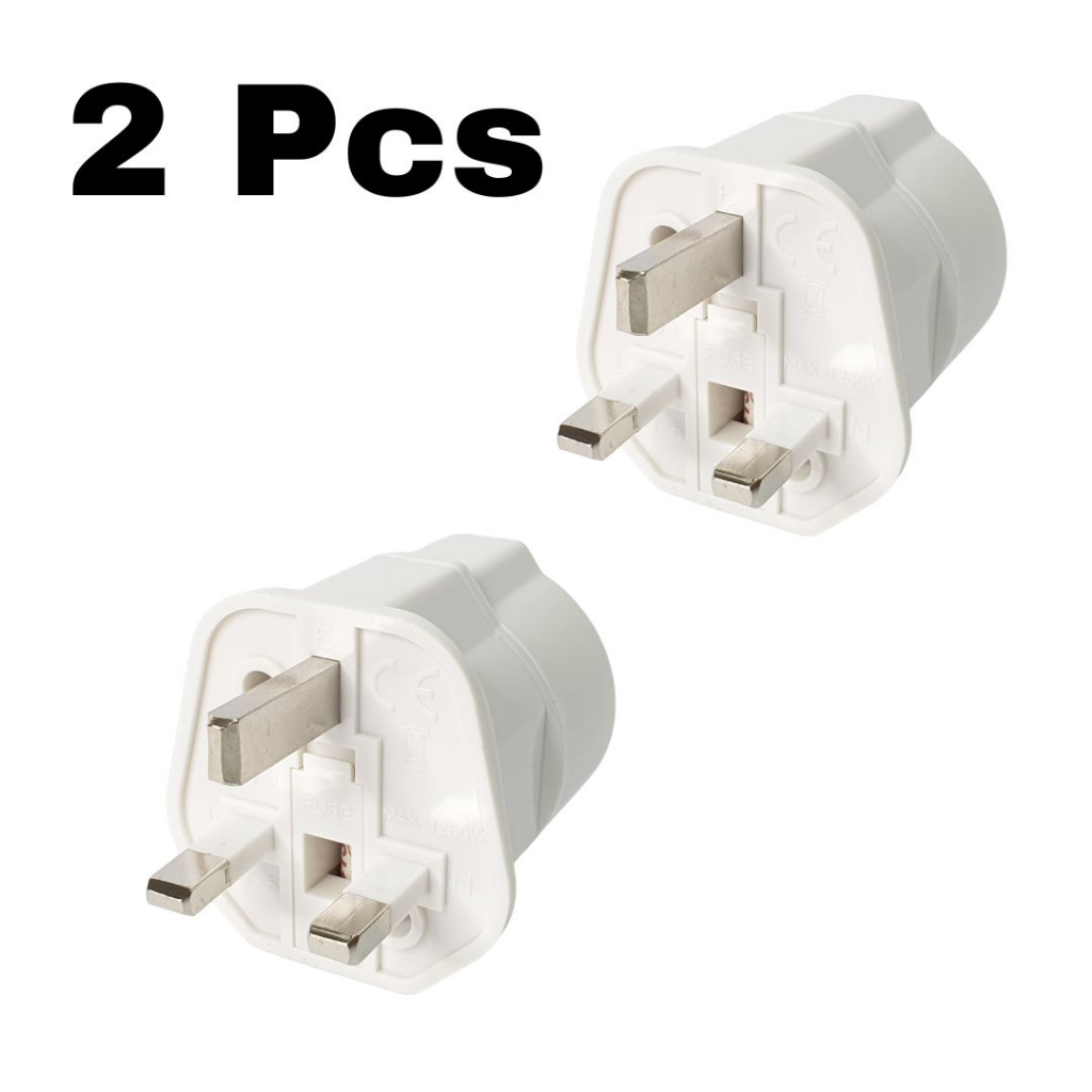 Power Plug Adaptor 13A European 2 Pin to UK 3 Pin Tough Built Auto Shut ...