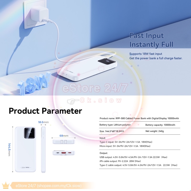 Remax Suji RPP 500 513 10000mAh 20000mAh PD 20W QC 22.5W Super Fast ...