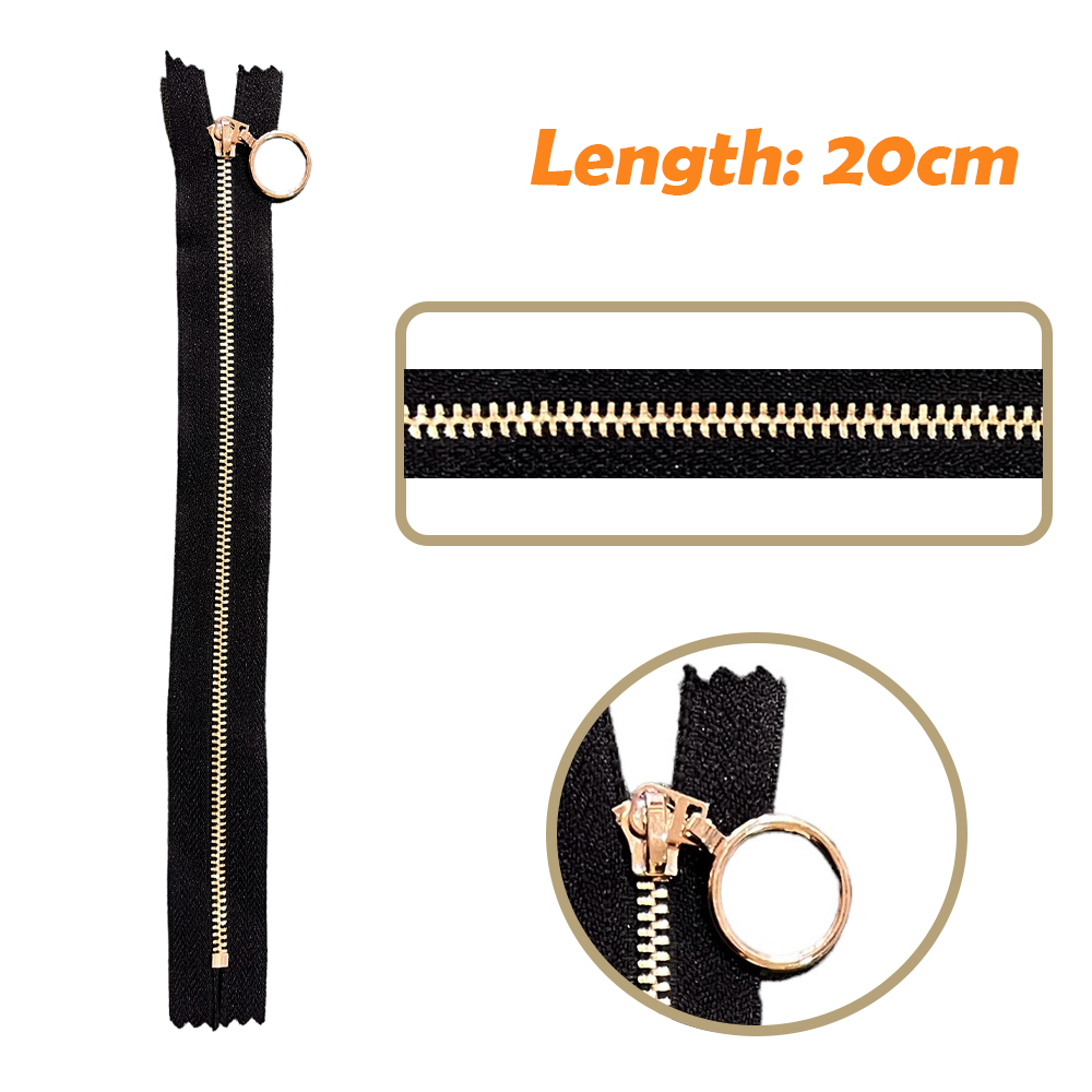 Metal Zip 20cm 25cm 30cm Color Black Beige /White 1 Pcs | Shopee Malaysia