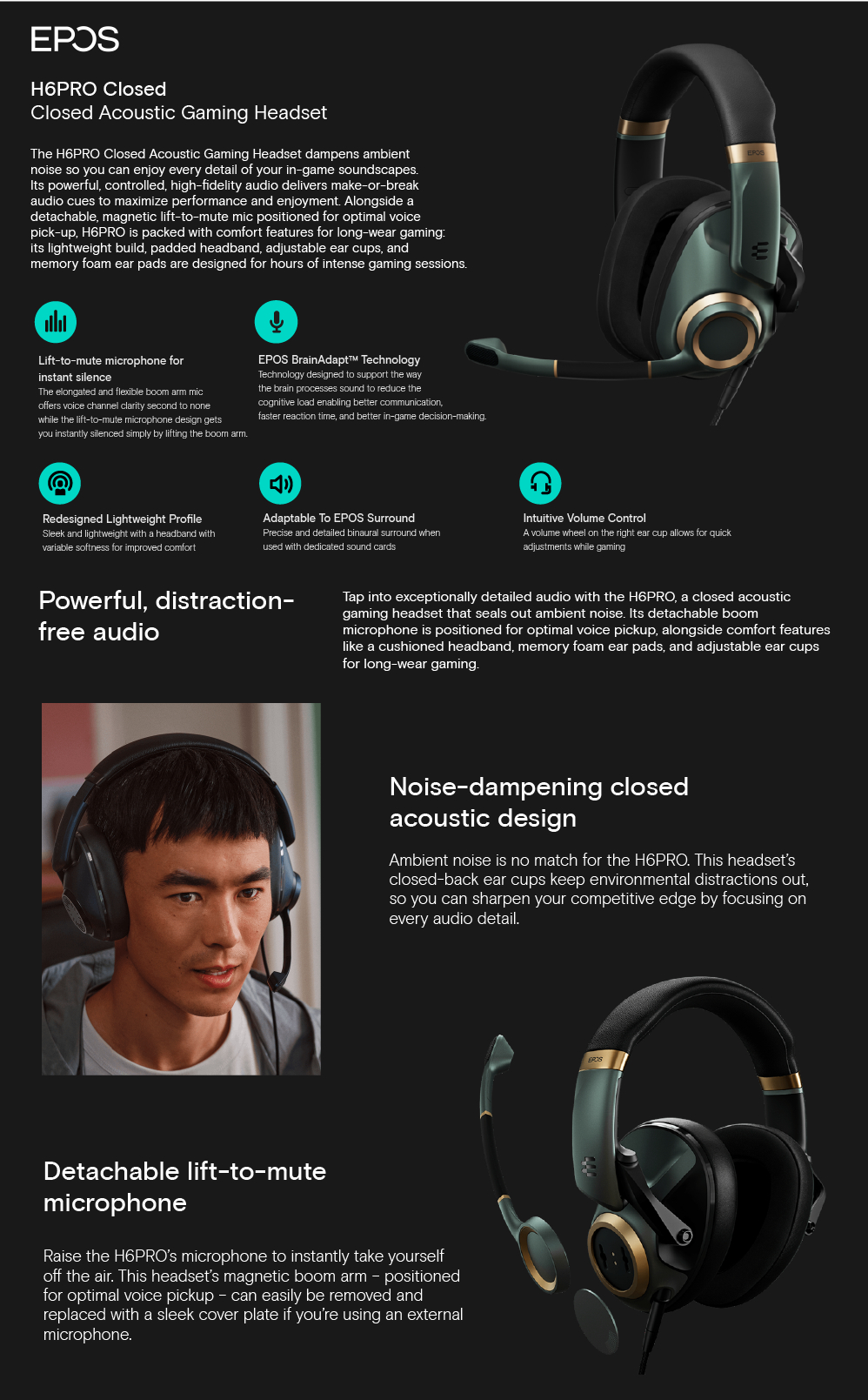 H6PRO Closed Acoustic Gaming Headset