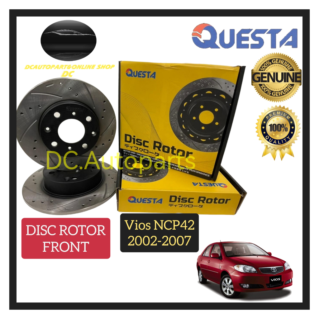 QUESTA TOYOTA VIOS 1.5 NCP42 2002-2007 SPORT BRAKE DISC ROTOR (FRONT ...