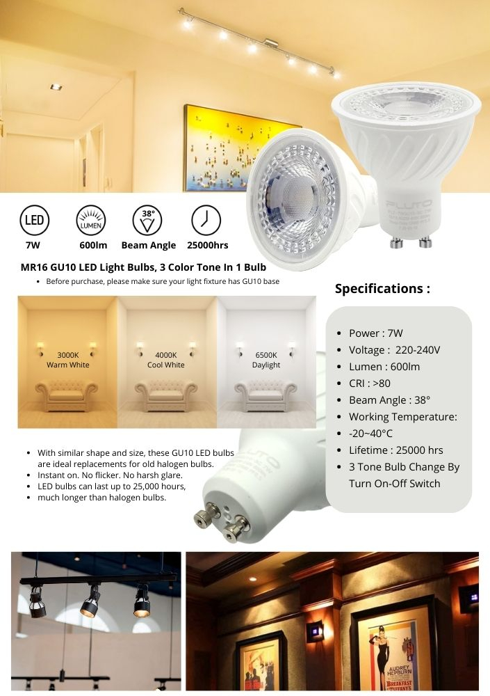 7W GU10 LED Bulb 3C Mentol LED Spotlight Track Light Ceiling Downlight ...