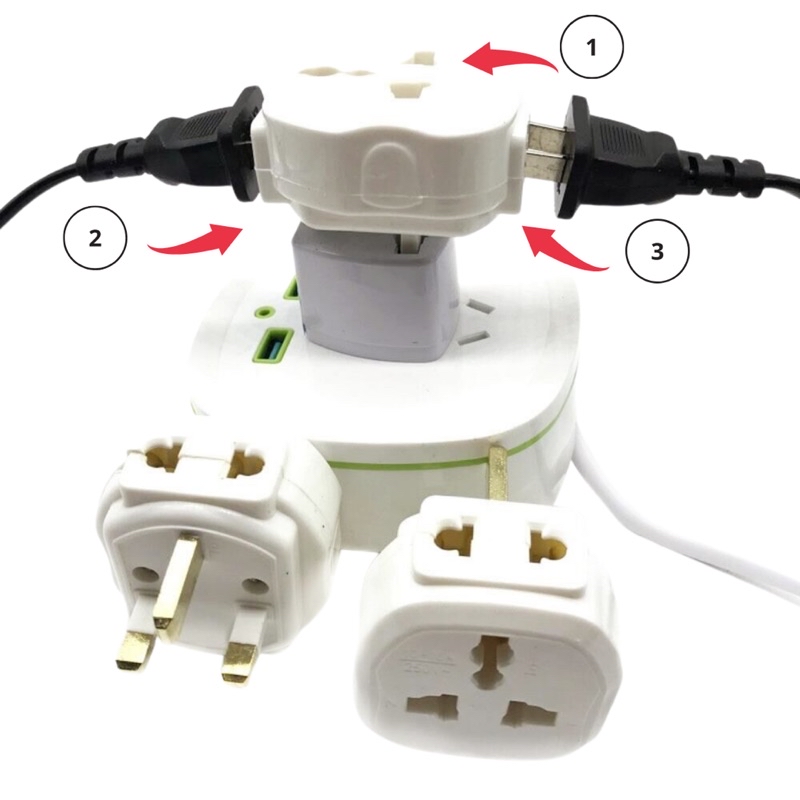 (ADAPTOR) 3 Way Multi Adaptor / 2 Pin To 3 Pin Adaptor / UK 3 Pin