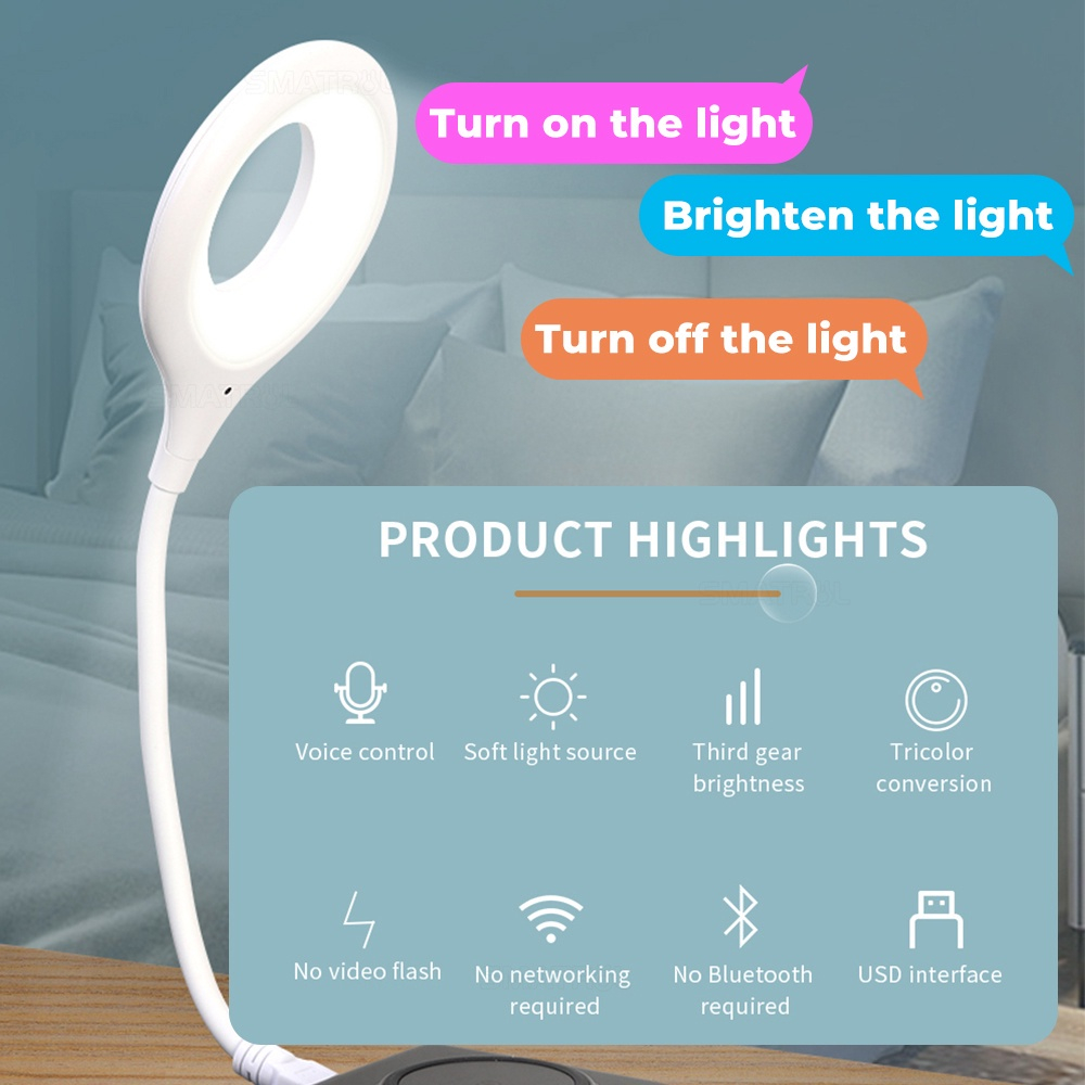 Zolele VL1 Smart Voice Control Light Portable USB Night Light Sound ...