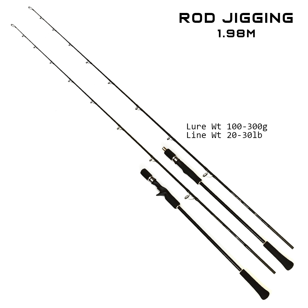 Solid Carbon Slow Jigging Fishing Rod 1.98m 100-300g Lure Weight