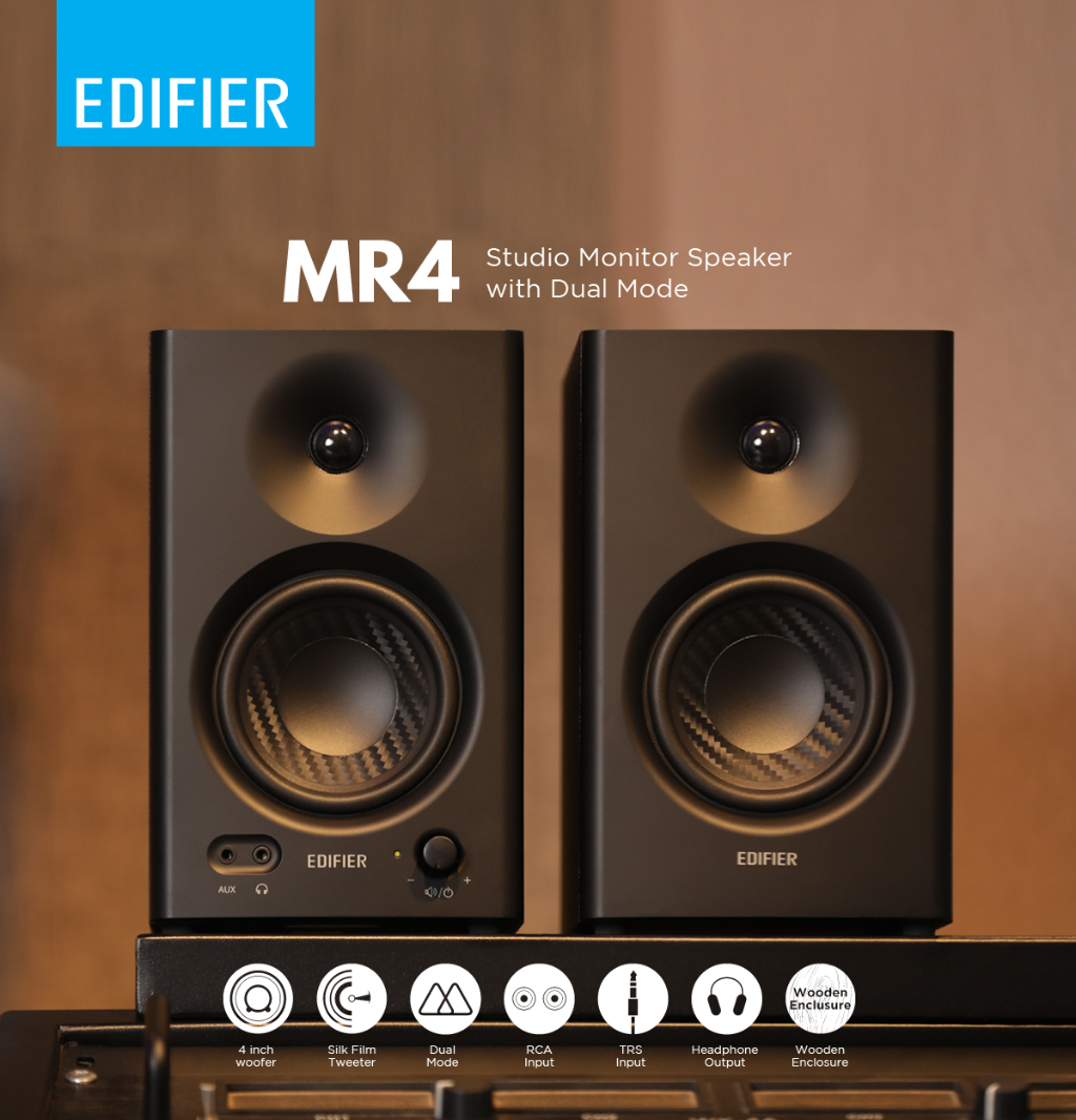 Edifier MR4 Studio Monitor Speaker Balanced TRS Input Headphone