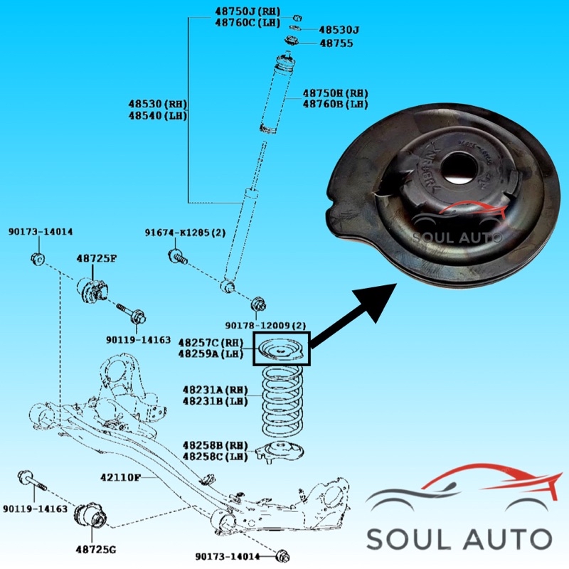 Toyota Estima ACR50 GSR50 Alphard Vellfire ANH20 GGH20 Rear Coil Spring ...